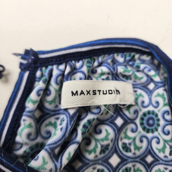 Max Studio Maxi Dress Sleeveless Blue Green Tile Print Womens Stretch Sz S - Picture 14 of 15